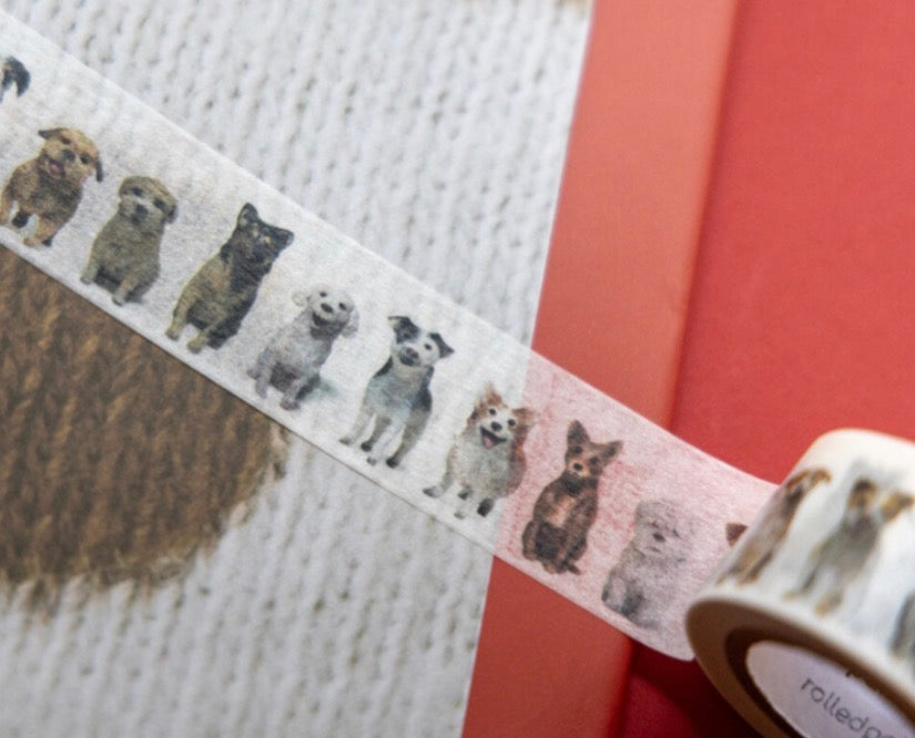 韓國Rolled Paint 很多很多隻狗狗紙膠帶 - 一米 / 整卷
