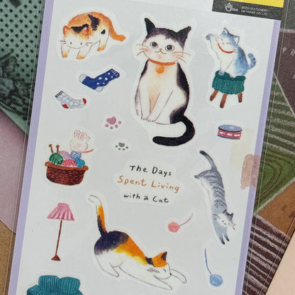 手繪水彩風貼紙 - 貓咪的世界