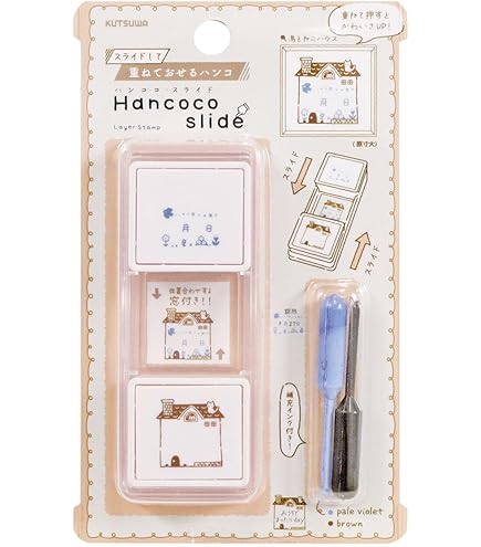 內附補充墨水‼️ 日本Slide Stamp 向下推·向上推雙色印章 - 日期屋子