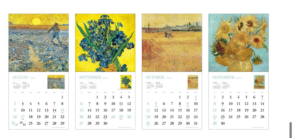 新品9 折優惠‼️ 韓國 2026 Artist Collection 梵高藝術館掛牆月曆 - Van Gogh