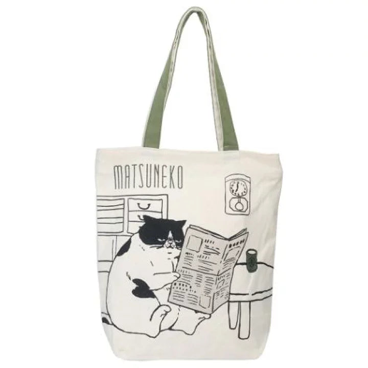 日本Esola 宅宅肥貓系列Totebag - 貓貓睇報紙 (可放A4尺寸）現貨發售💛