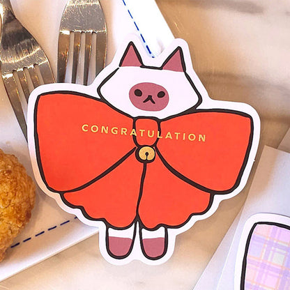 韓國插畫家썸켓츠心意卡系列 - 大蝴蝶結🎀的貓咪 - Congratulation