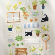 韓國Suatellier 手帳貼紙 - 貓咪小庭園