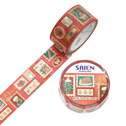 日本Saien 和紙燙金5米長紙膠帶 - 聖誕郵票館