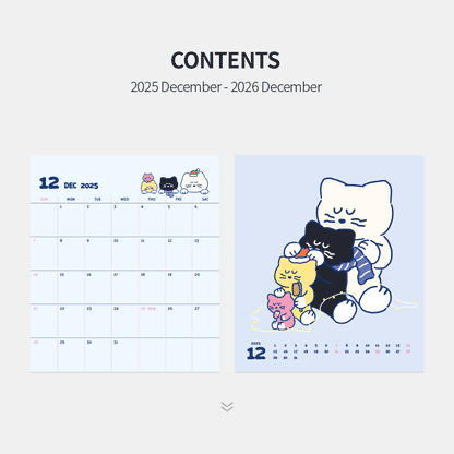 2026 韓國 Mogry Cat Twin Calender 桌面月曆 (with Memo Pad) * [預購貨品，下單後14天出貨]