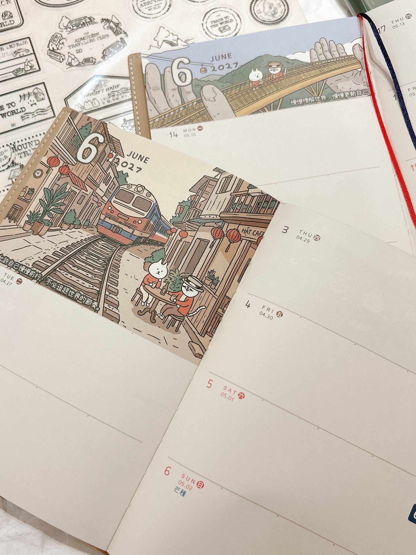 9 月可使用‼️ 台灣 跟兔子環遊世界 皮革封面 月周計劃2026/2027 B6 Schedule