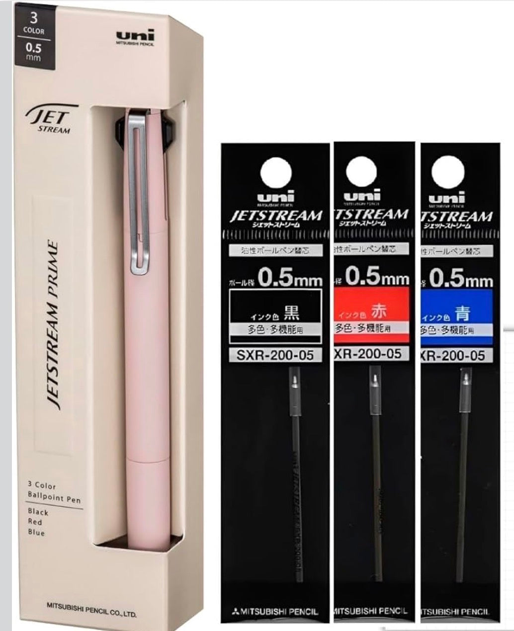 Uni Jet Stream Prime 0.5 三色筆連黑紅藍筆芯套裝 [ 接受訂購 · 兩星期到貨］