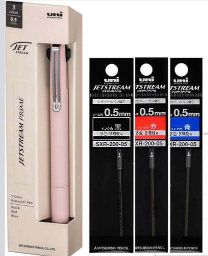 Uni Jet Stream Prime 0.5 三色筆連黑紅藍筆芯套裝 [ 接受訂購 · 兩星期到貨］
