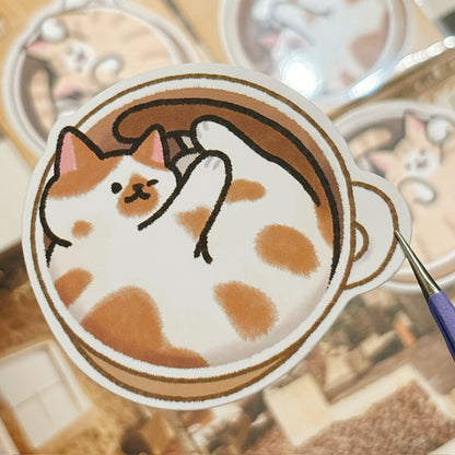 韓國插畫師Doehye Drawing 大貼紙 - 來一杯 Cat-puccino ☕️