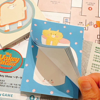 韓國 Tomatoyou 便條磚 - 貓咪的杯子