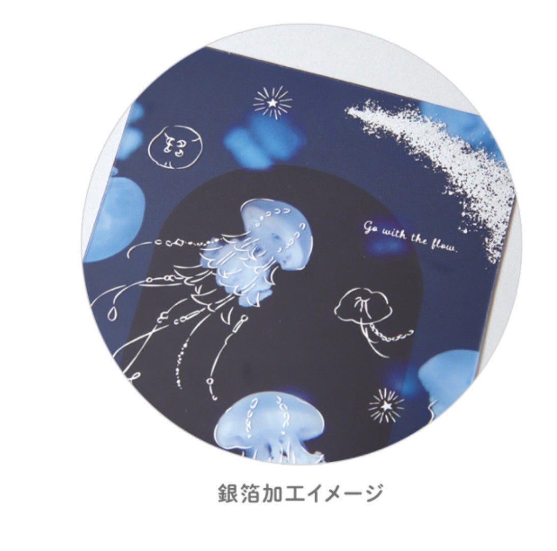 日本Ryuryu  天空や時間銀箔加工透明書簽卡片系列 - 夜水母 [ Pre-order]
