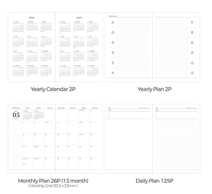 韓國2026 Day by Day Monthly & Daily Schedule 月計劃 + 日計劃 - 小狗集合 [預購貨品，下單後14天出貨]