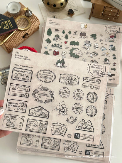 韓國Mewmewbeam 復古懷舊A5 大張貼紙 - 2 款選擇* [預購貨品，下單後14天出貨]