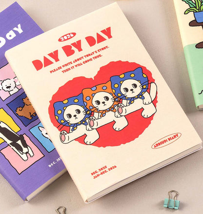 韓國2026 Day by Day Monthly & Daily Schedule 月計劃 + 日計劃 - 3隻戴頭巾的貓咪 [預購貨品，下單後14天出貨]