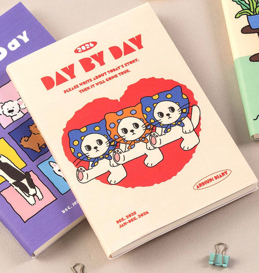 韓國2026 Day by Day Monthly & Daily Schedule 月計劃 + 日計劃 - 3隻戴頭巾的貓咪 [預購貨品，下單後14天出貨]