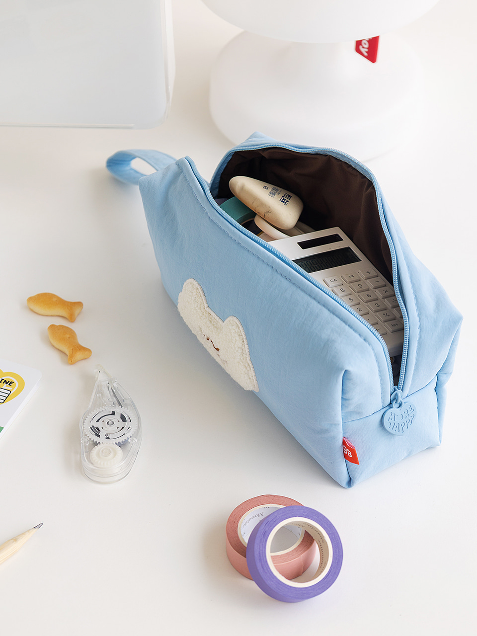 韓國Romane Mogry 貓咪 大容量 Pens Pocket Case - 4 色選擇  * [預購貨品，下單後14天出貨]