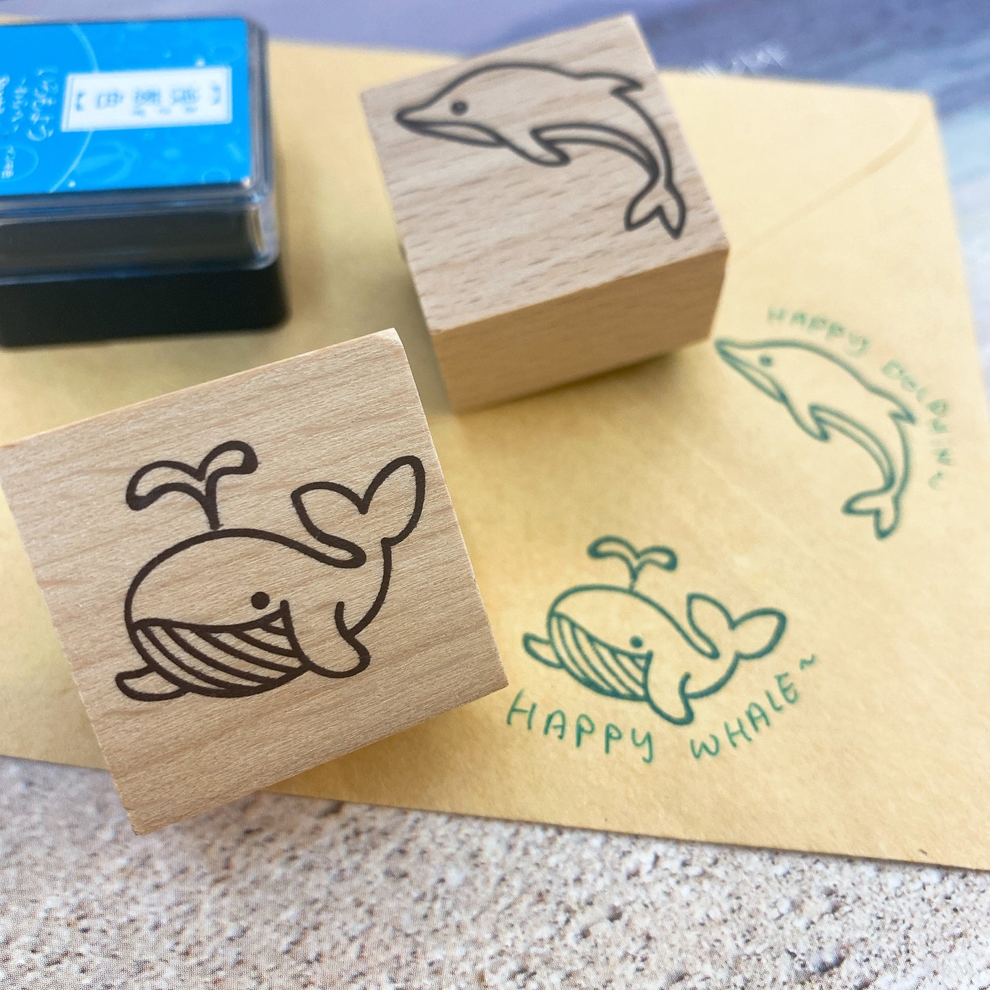 日本 I love Stamp 木製印章 - Happy Whale 🐳