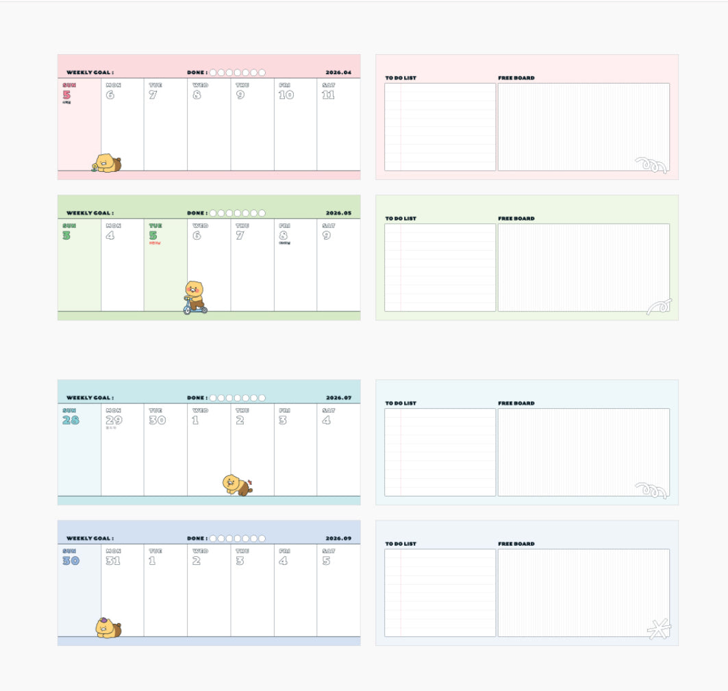 韓國Kakao Friends 2026 春植超多用途桌上月曆 - 預購貨品