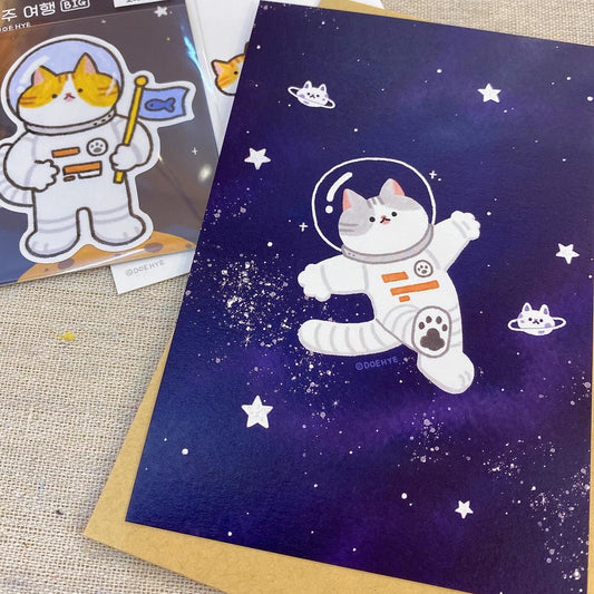 韓國插畫師Doehye 貓咪卡片系列 - 2024 貓咪太空漫遊