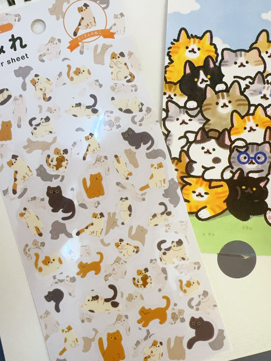日本粒粒動物貼紙 - 滿滿的貓咪