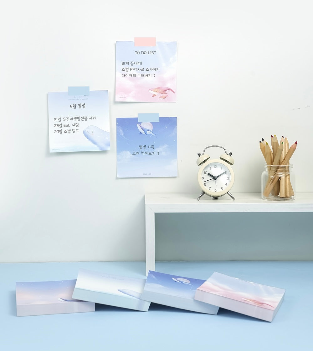 韓國雲彩鯨魚便條簿 - 4 款選擇* [預購貨品，下單後14天出貨]