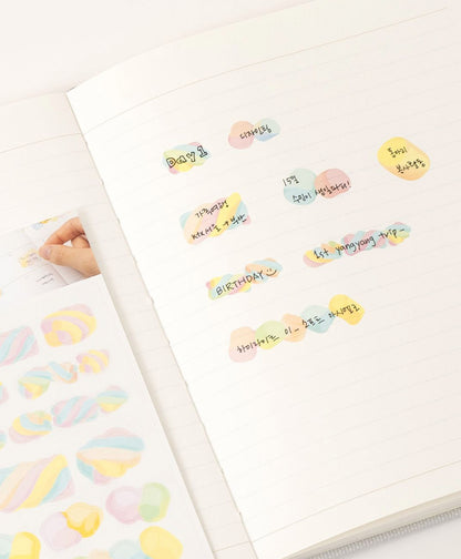 韓國Full design Useful Highlight Stickers - ￼Marshmallow 棉花糖