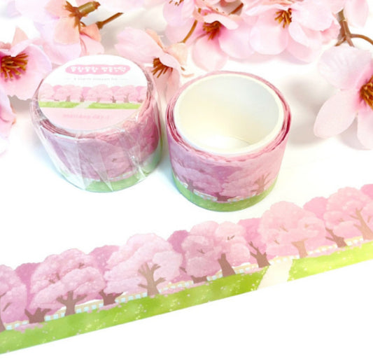 韓國Malang Day 和紙紙膠帶 - Cherry Blossom Hill [預購貨品，下單後14天出貨]