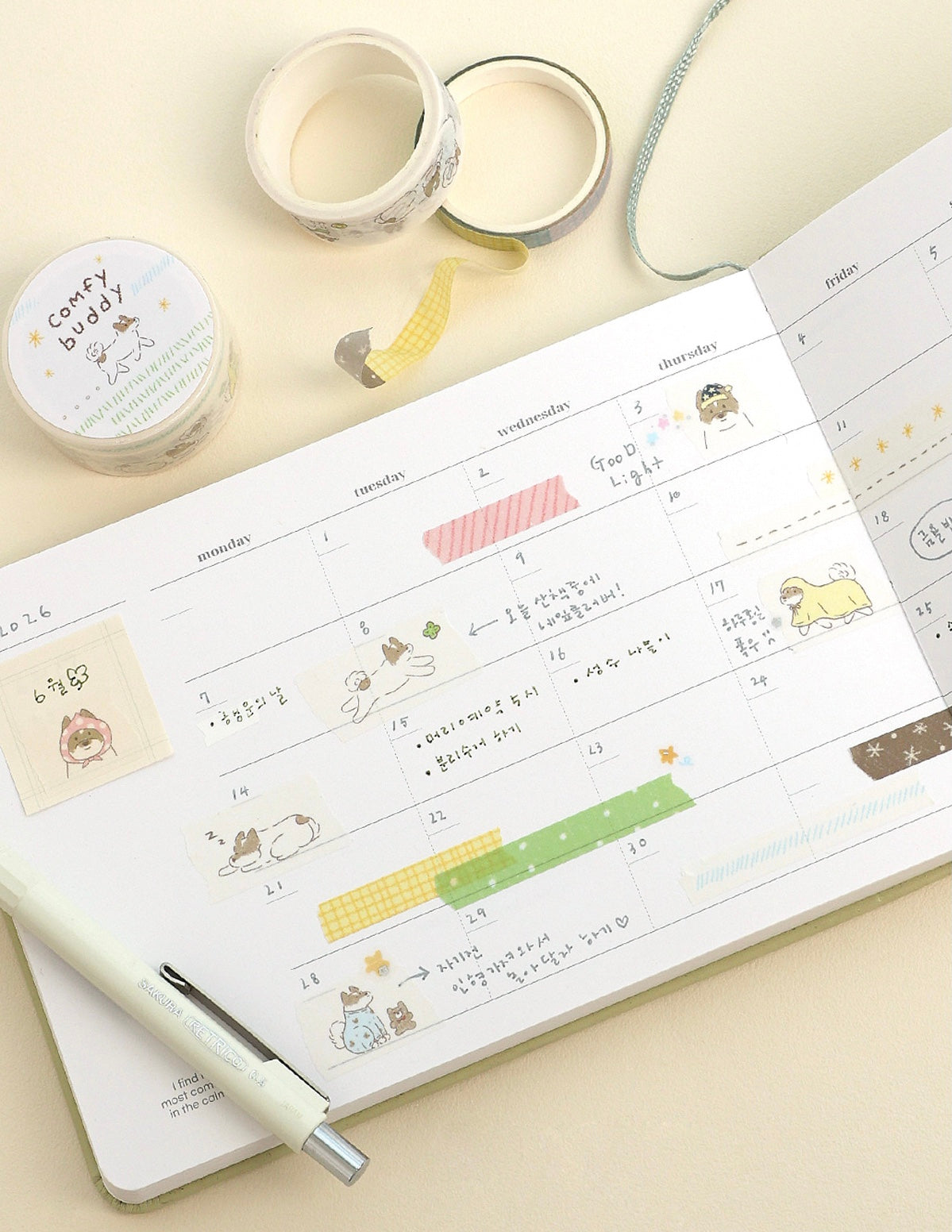 韓國 Wannais 和紙紙膠帶套裝 - 狗狗Buddy  [預購貨品，下單後14天出貨]