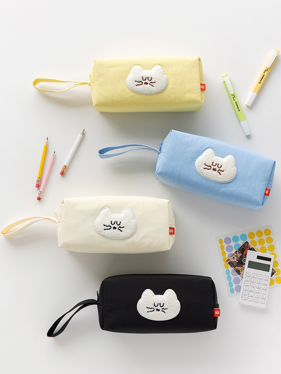 韓國Romane Mogry 貓咪 大容量 Pens Pocket Case - 4 色選擇  * [預購貨品，下單後14天出貨]