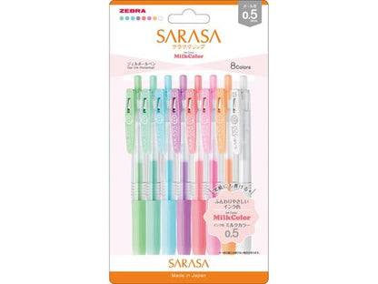日本Zebra Sarasa Milk Color 0.5 牛奶色啫喱筆套裝 (一套8 枝）