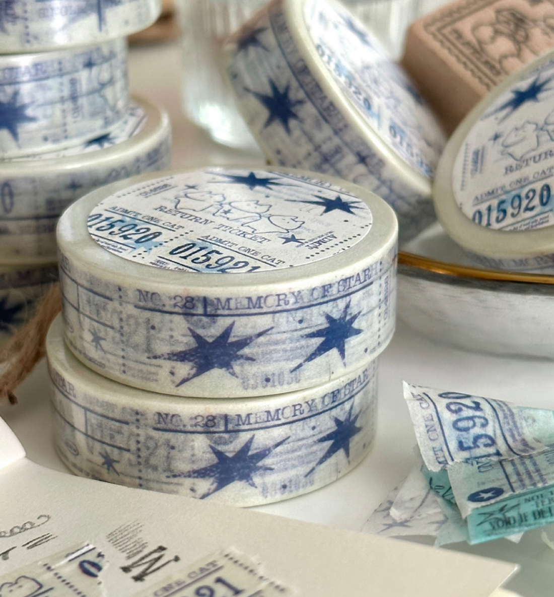 韓國Mewmewbeam 復古藍調紙膠帶 - 10米裝