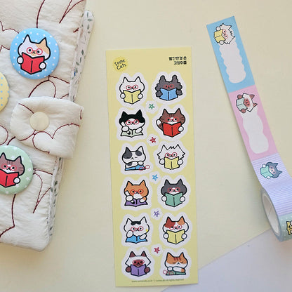韓國插畫家썸켓츠 貼紙系列 - 閱讀貓咪