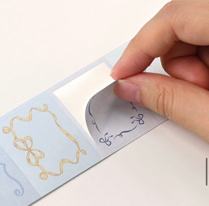 韓國 Wow stickers 盒仔貼紙 - Ribbon Label 標貼 *整張可貼，可書寫