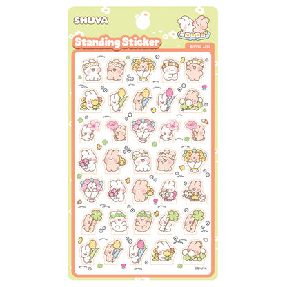 韓國Shuya 害羞兔兔立體Standing Stickers - 幸福的小兔子