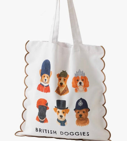 大容量收納‼️ 日本J. Studio 雙面雲朵刺繡Totebag - British Doggies (預購貨品)