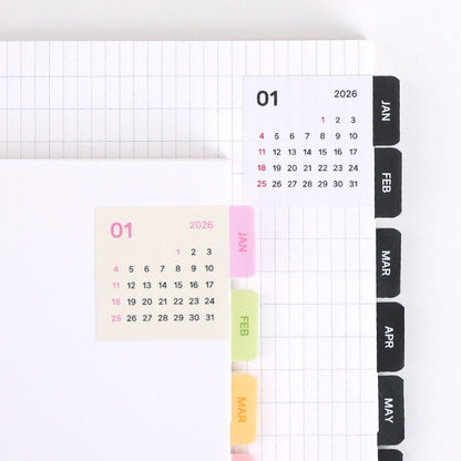 韓國 Calendar index 書貼 - 黑白/彩色 * [預購貨品，下單後14天出貨]