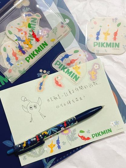 日本任天堂Pikmin 貼紙包連Zipper Bag - Beige（預購貨品，即日截單🧡）