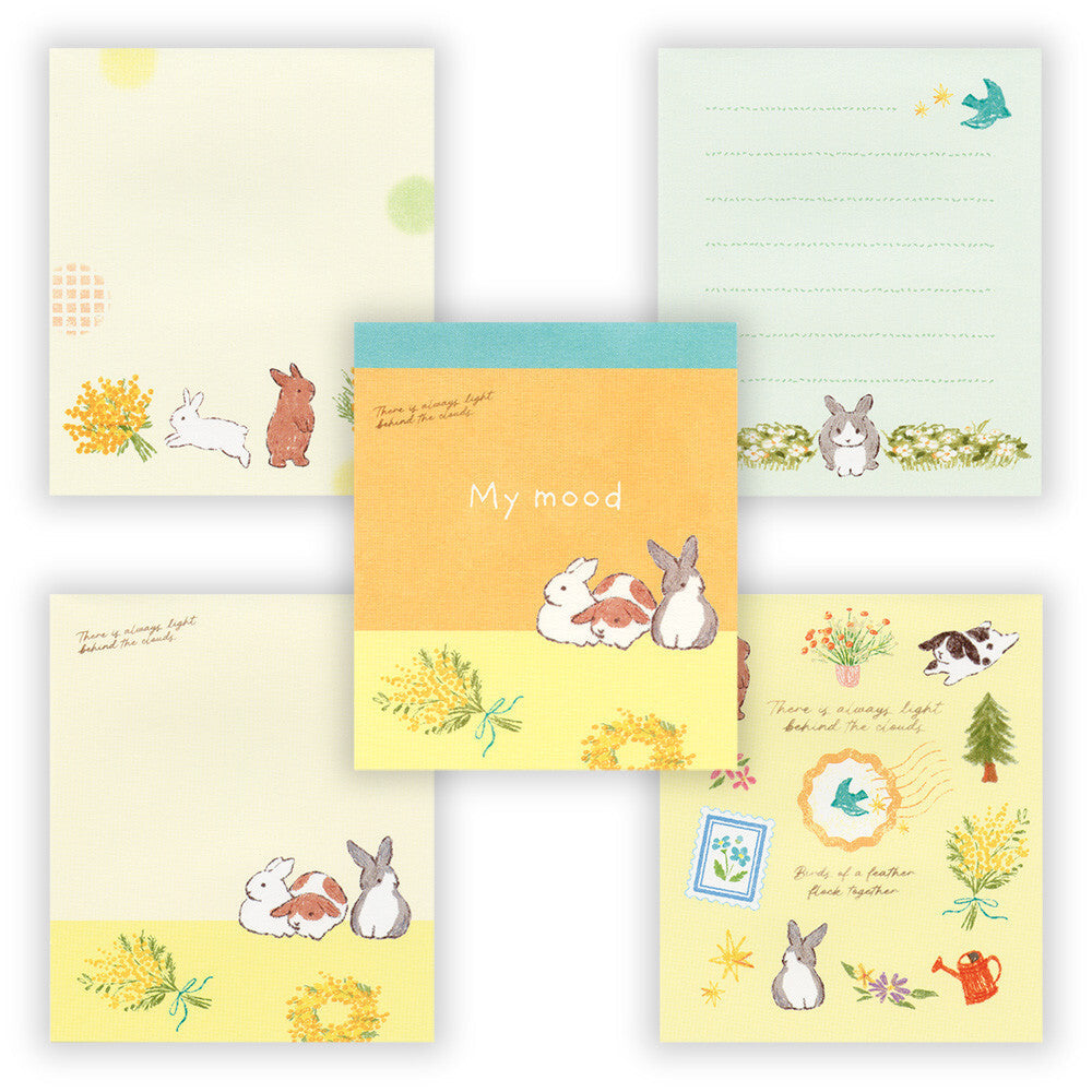 日本 NB Lovely Pets My Mood 四圖案 80頁便條簿 - 兔兔