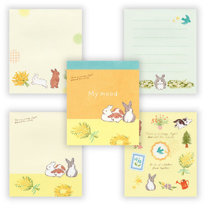 日本 NB Lovely Pets My Mood 四圖案 80頁便條簿 - 兔兔