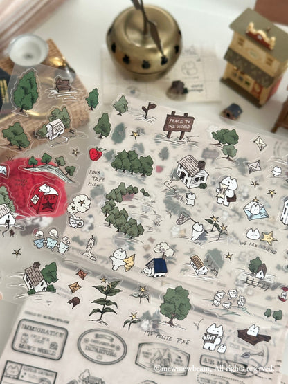 韓國Mewmewbeam 復古懷舊A5 大張貼紙 - 2 款選擇* [預購貨品，下單後14天出貨]