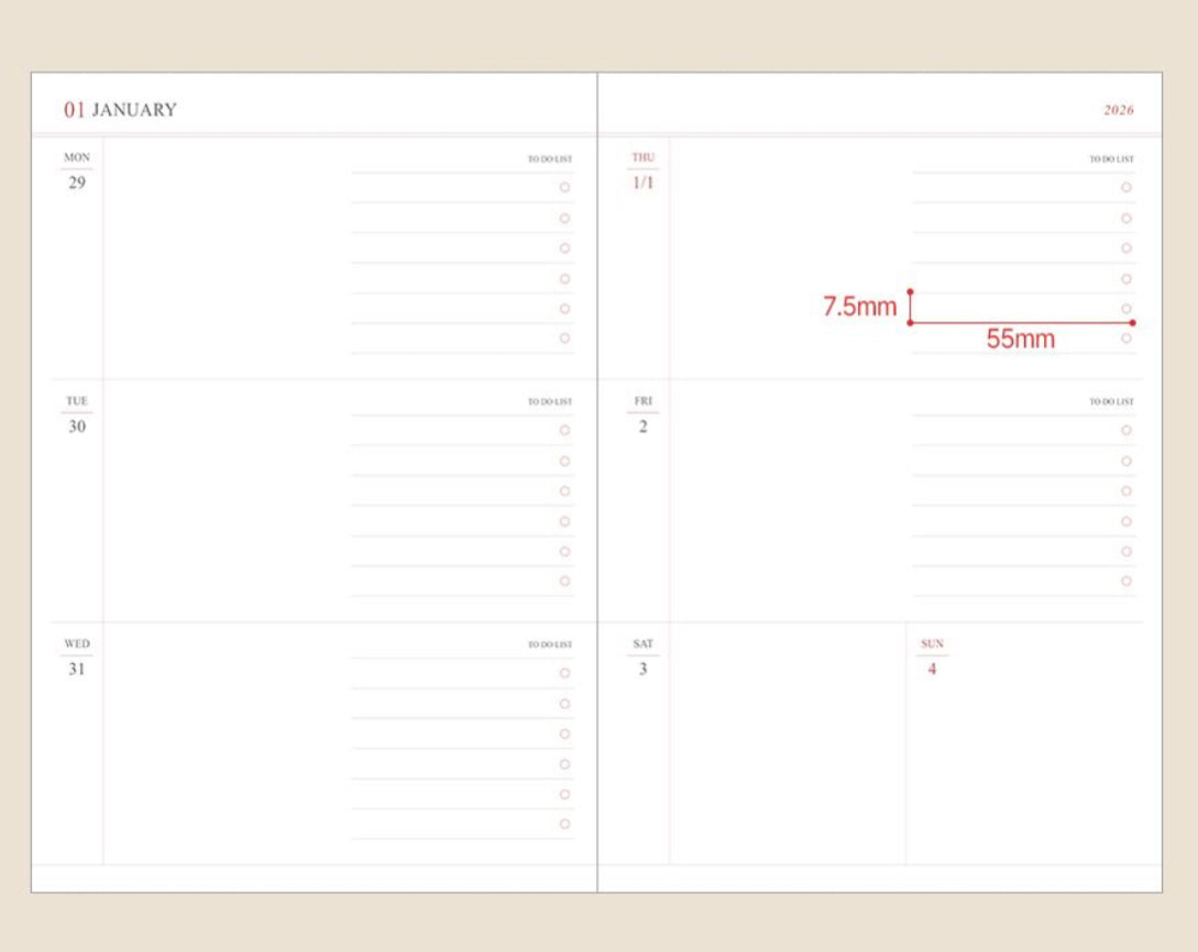 韓國The Harvest 2026 Official Schedule 月周計劃A5 size* [預購貨品，下單後14天出貨]