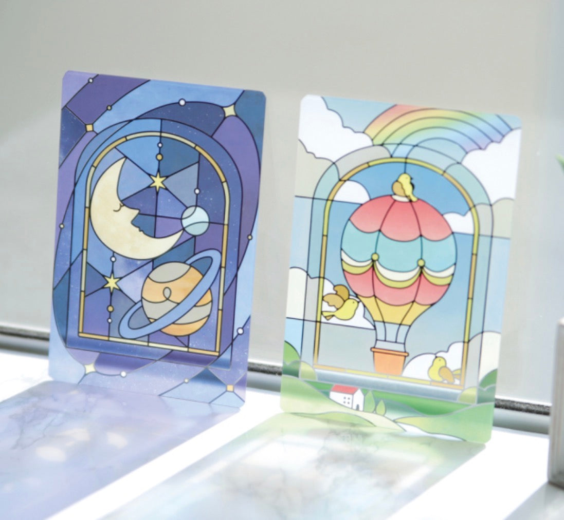 日本Ryuryu銀箔加工透明書簽卡片系列 - 月亮與木星 [ Pre-order]