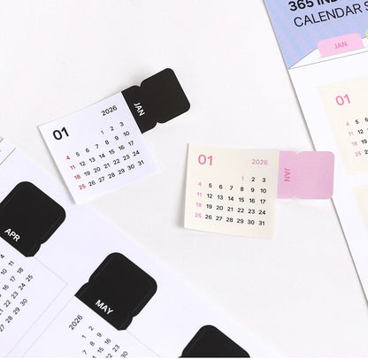 韓國 Calendar index 書貼 - 黑白/彩色 * [預購貨品，下單後14天出貨]