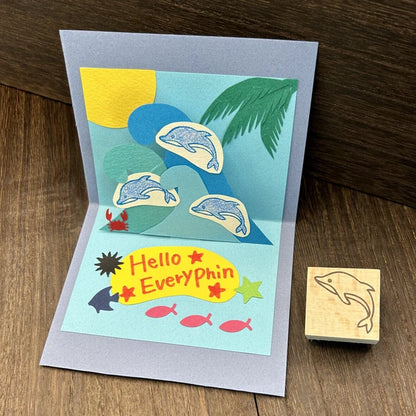 日本 I love Stamp 木製印章 - Happy dolphin 🐬