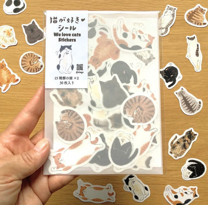日本4 legs 彩繪貓咪系列: We Love Cats 手帳貼紙包 [預購貨品]