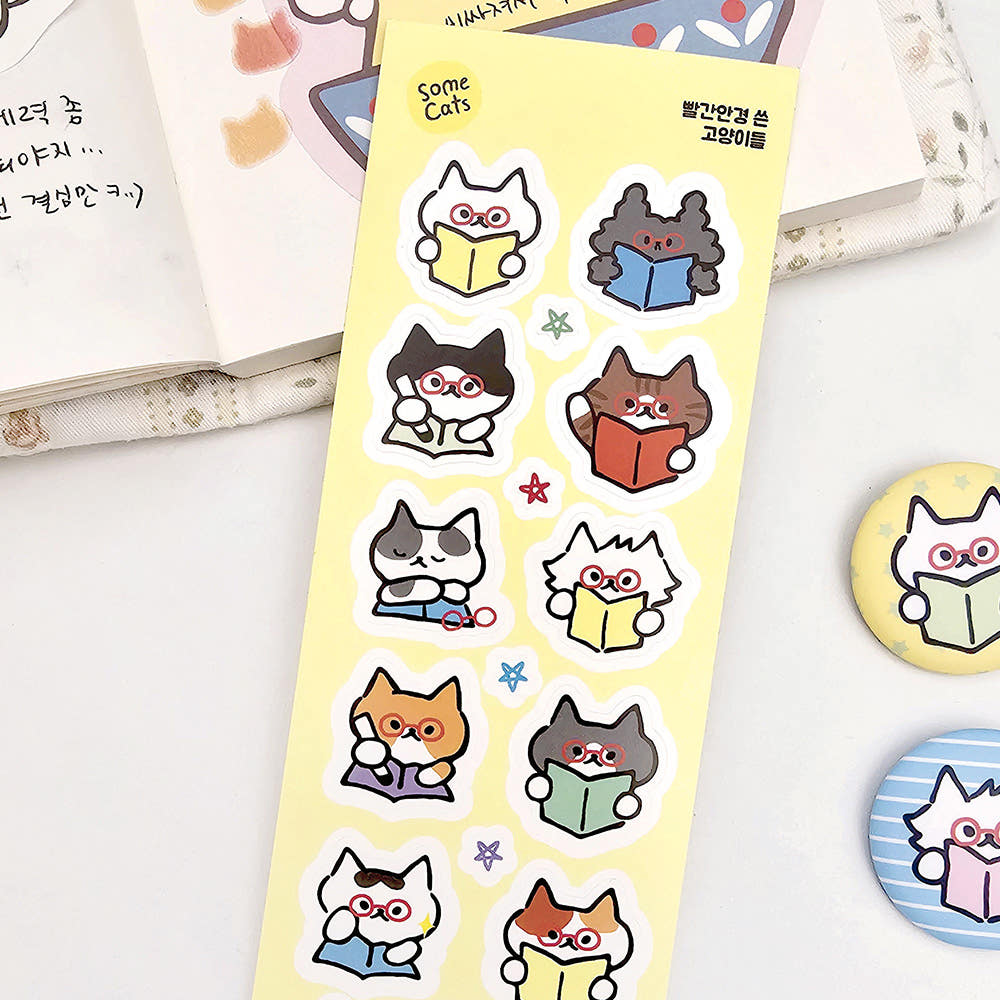 韓國插畫家썸켓츠 貼紙系列 - 閱讀貓咪