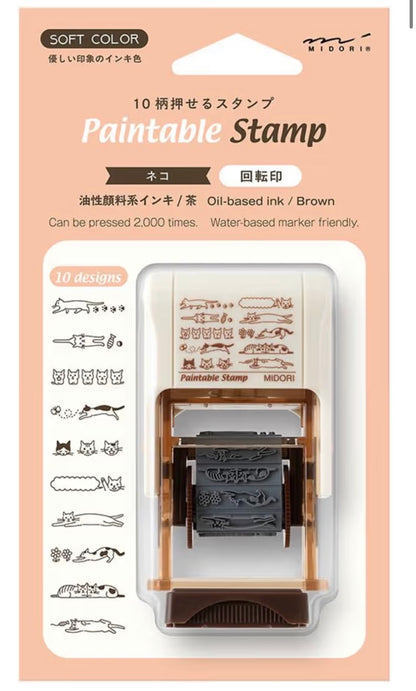 《已有墨水，無需印台》日本Designphil Paintable Stamp : 貓咪款 ［預購貨品］