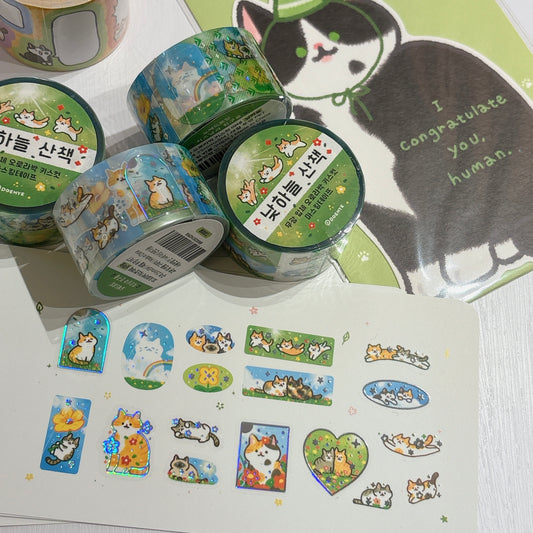 韓國 Doehye Drawing 貓咪四部曲卷裝貼紙: 第二部曲 - 踏踏森林原野