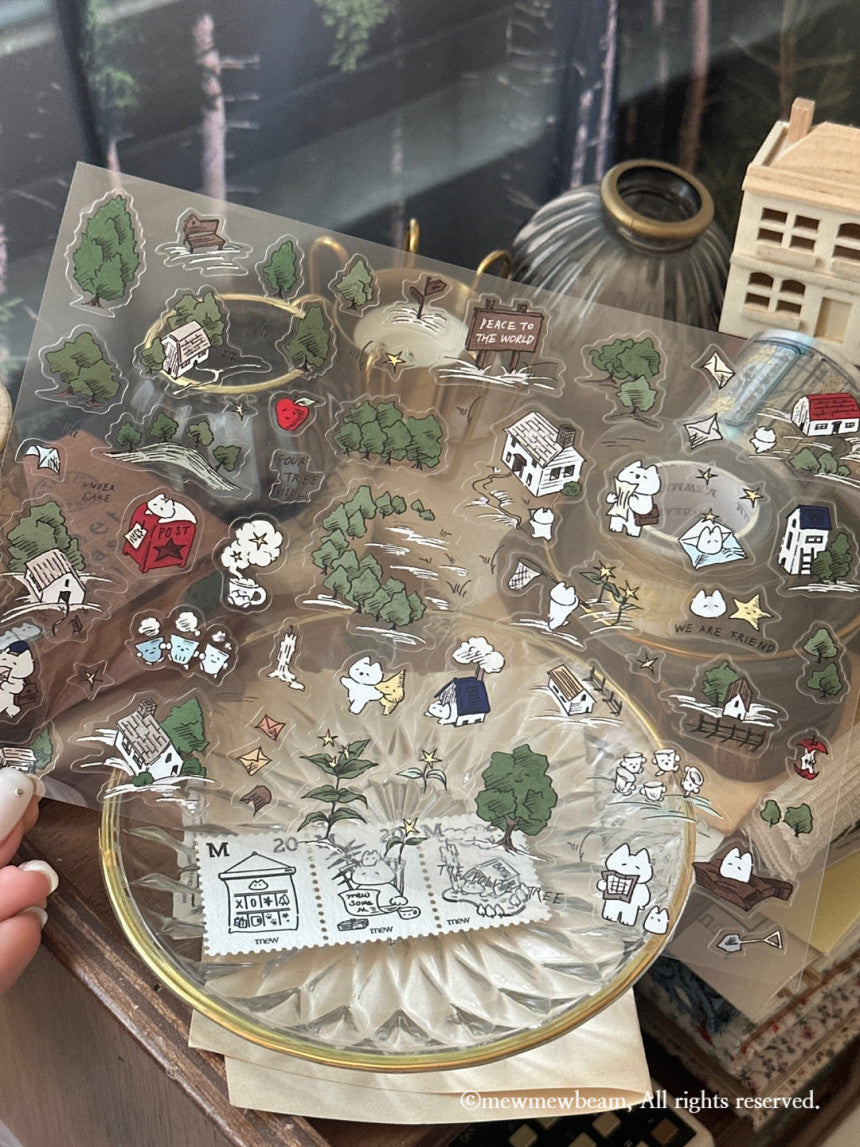 韓國Mewmewbeam 復古懷舊A5 大張貼紙 - 2 款選擇* [預購貨品，下單後14天出貨]