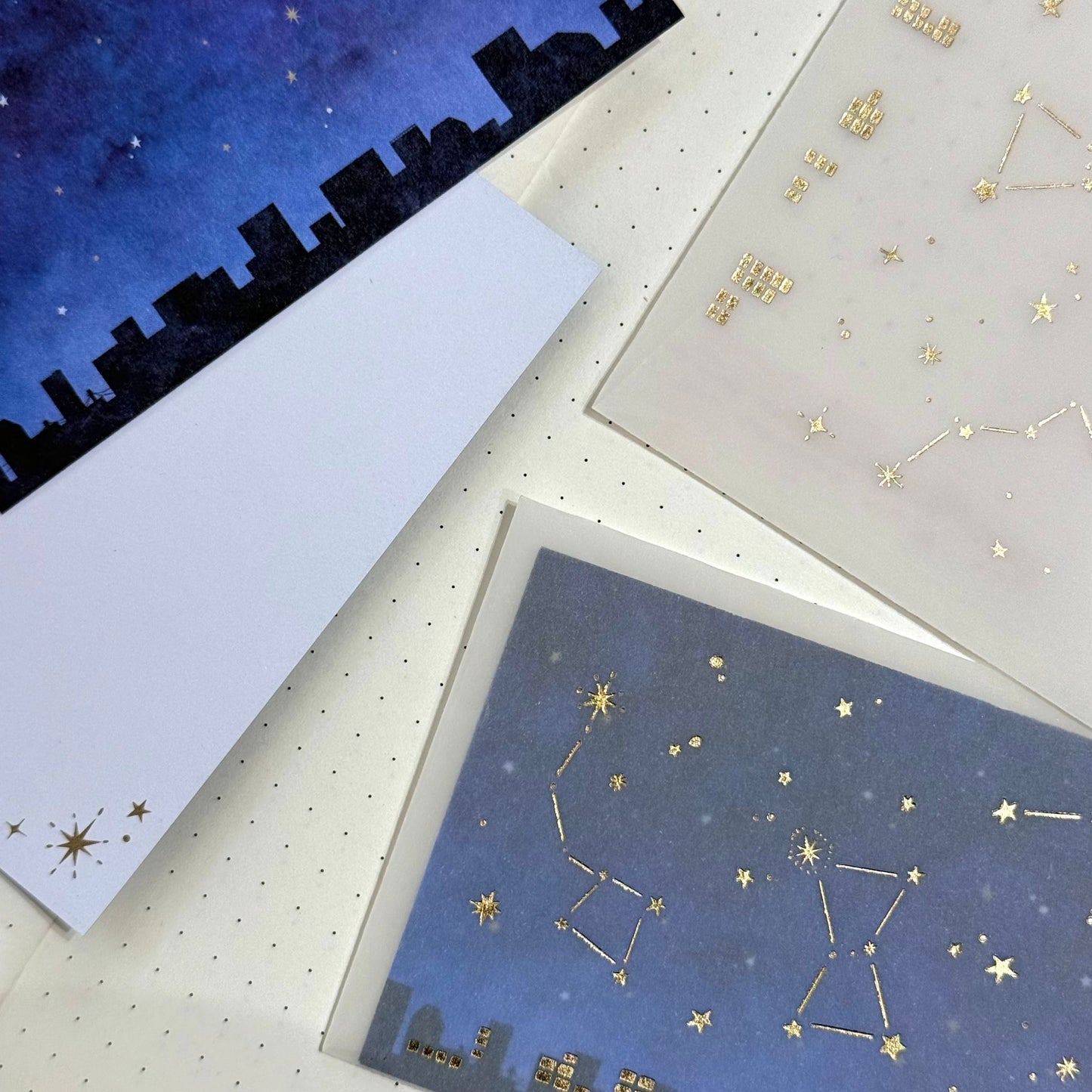 日本OKINi 「漆黑夜· 星光閃閃」心意小卡套裝 - 一套4 張4 信封